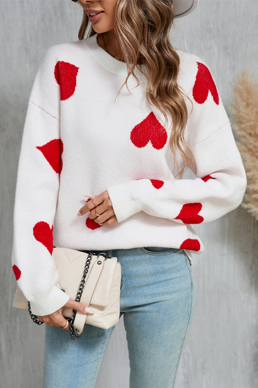 Mareike | Heart-shaped crew neck sweater with dropped shoulders