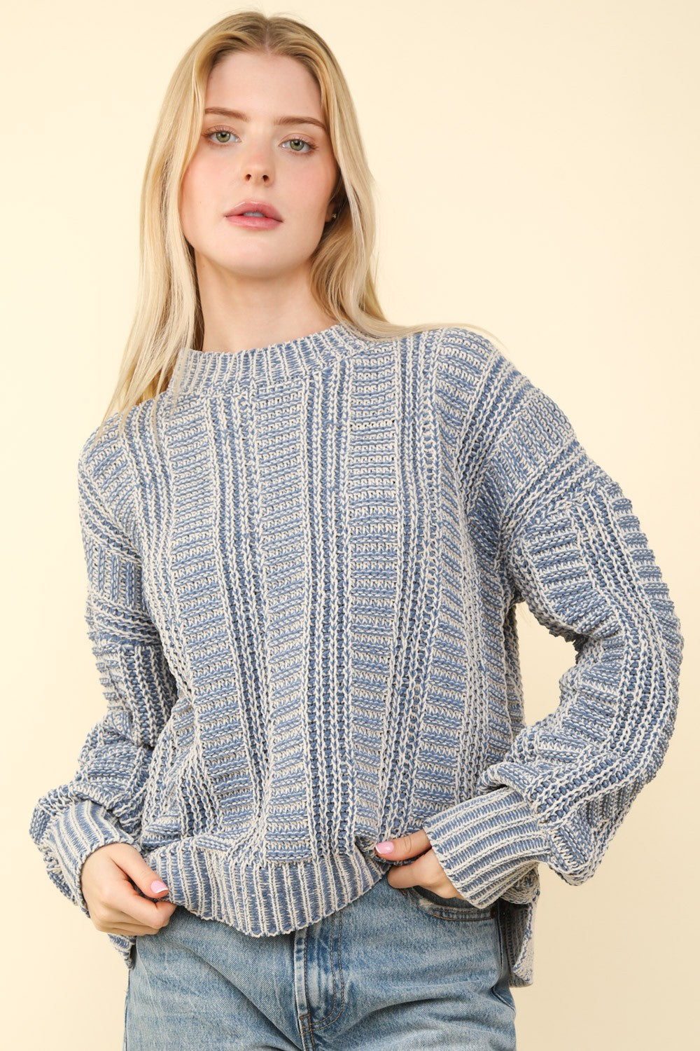 Emilia | VERY J Two-tone long sleeve sweater