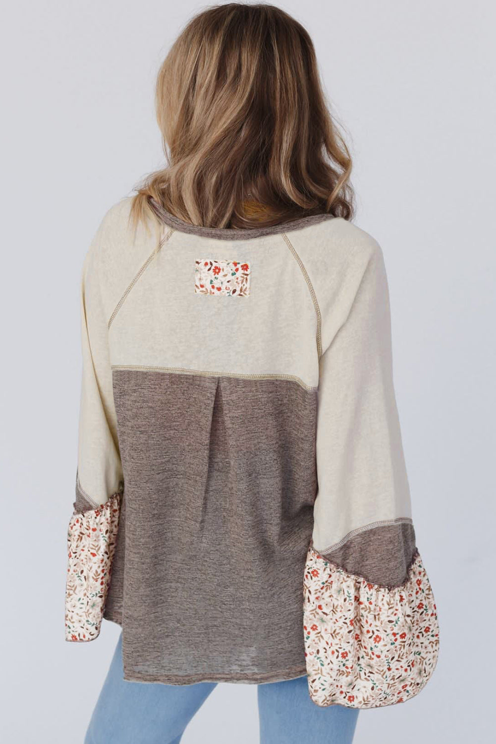 Fabiola | Floral half button long sleeve t-shirt