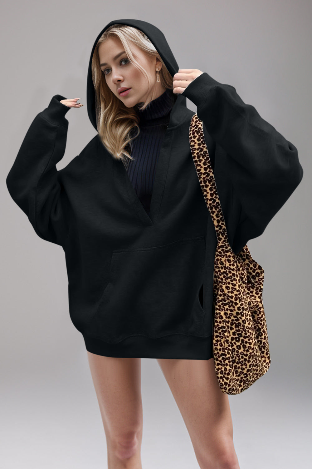 Bernadette | Basic Bae Air Scuba long sleeve hoodie with kangaroo pocket