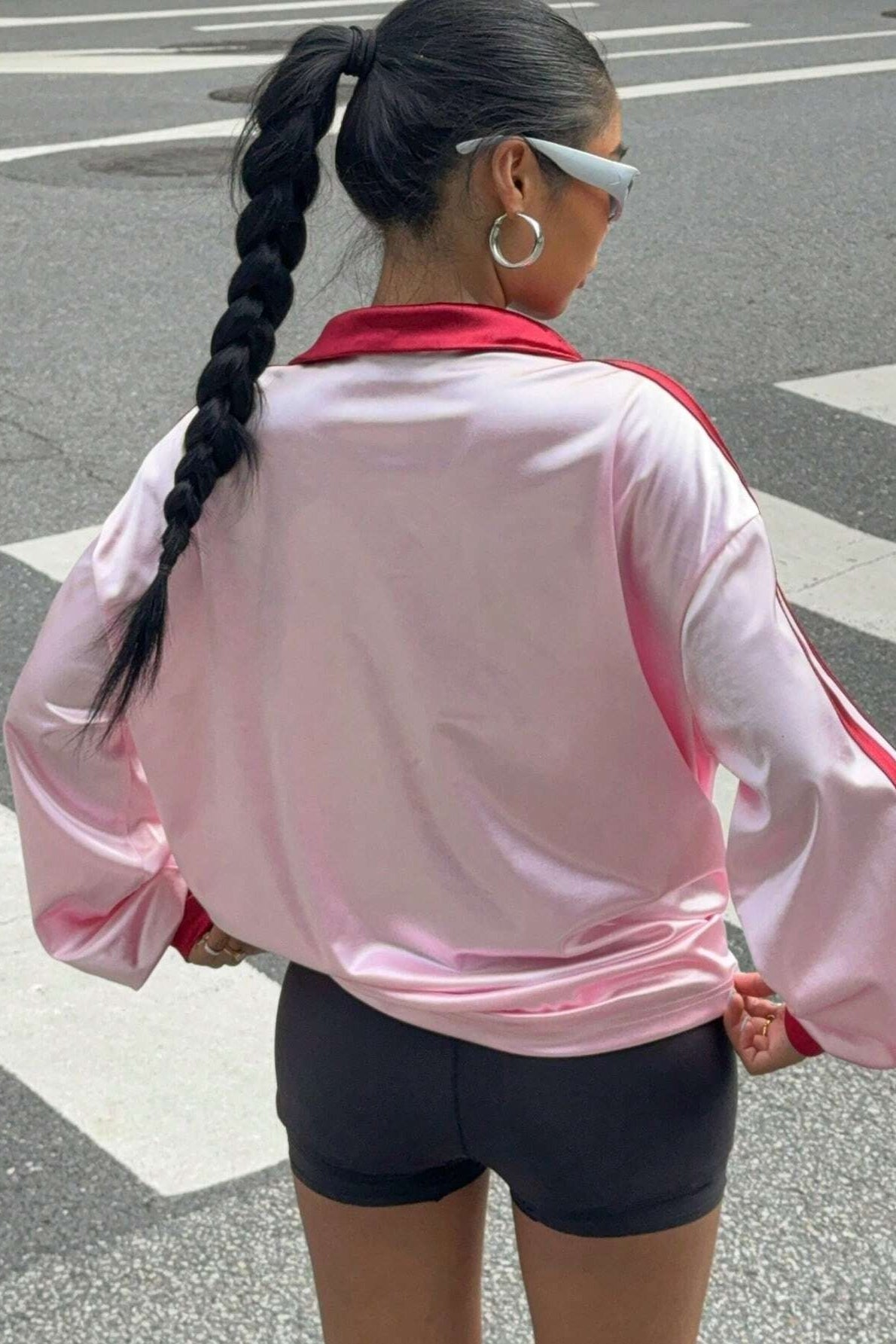 Digital Print Loose Long Sleeve V Neck Blouse