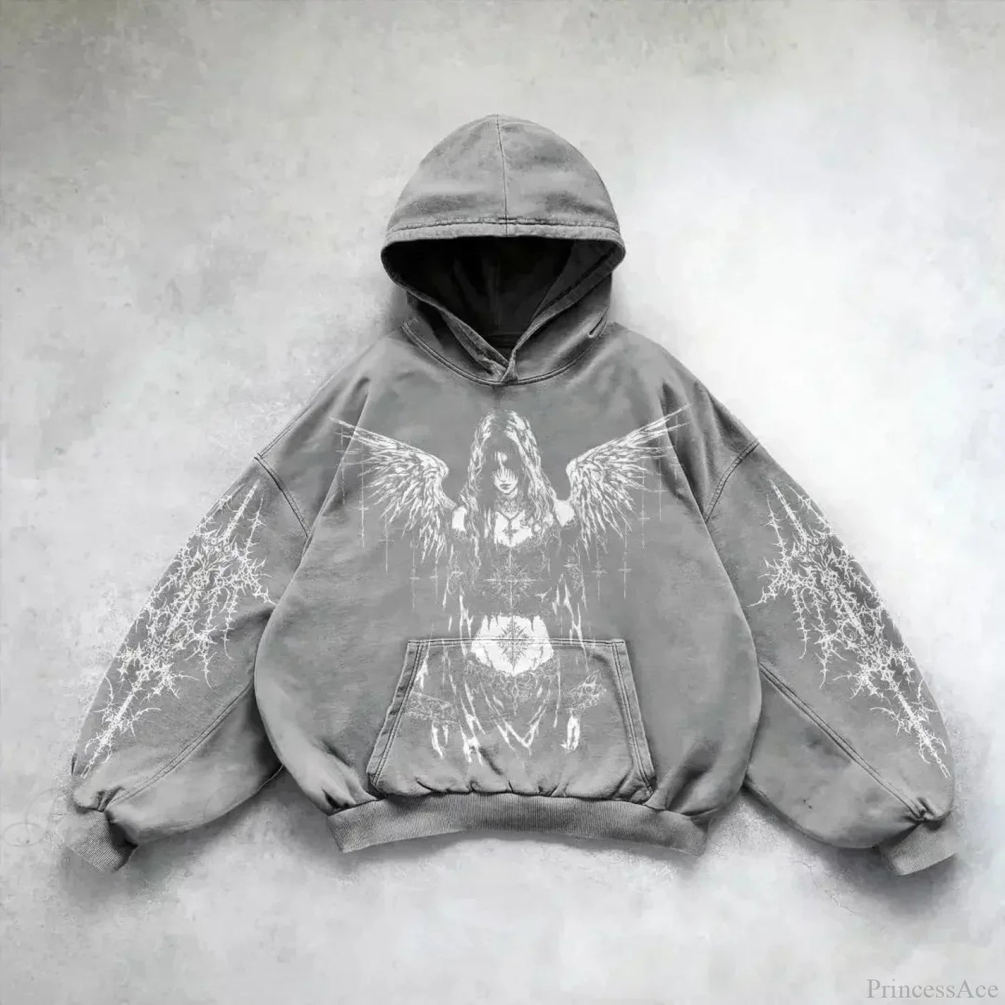 Distress Vintage Gothic Skull Hoodie