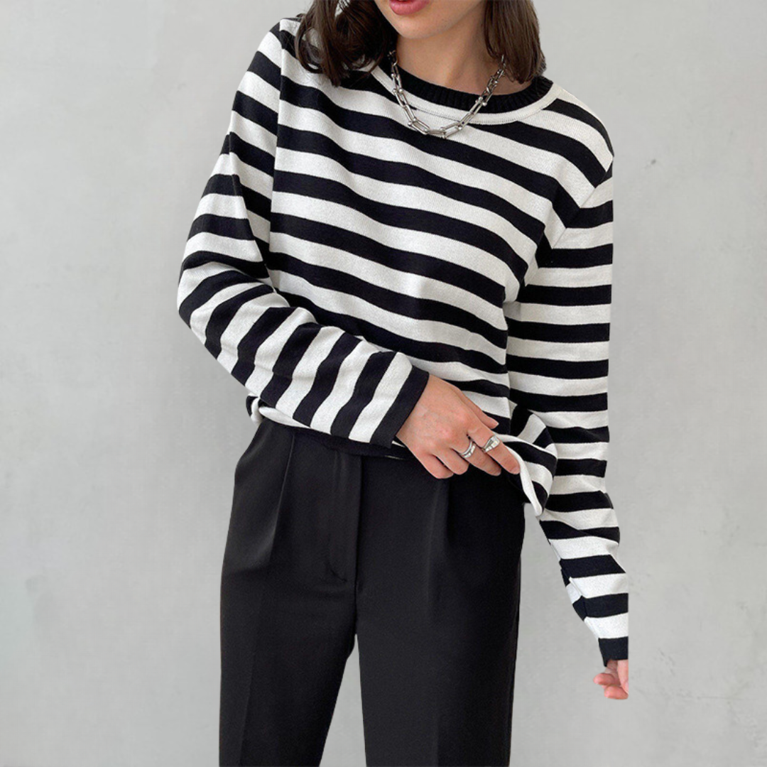 Fatima® | Women's striped long-sleeved round-neck top