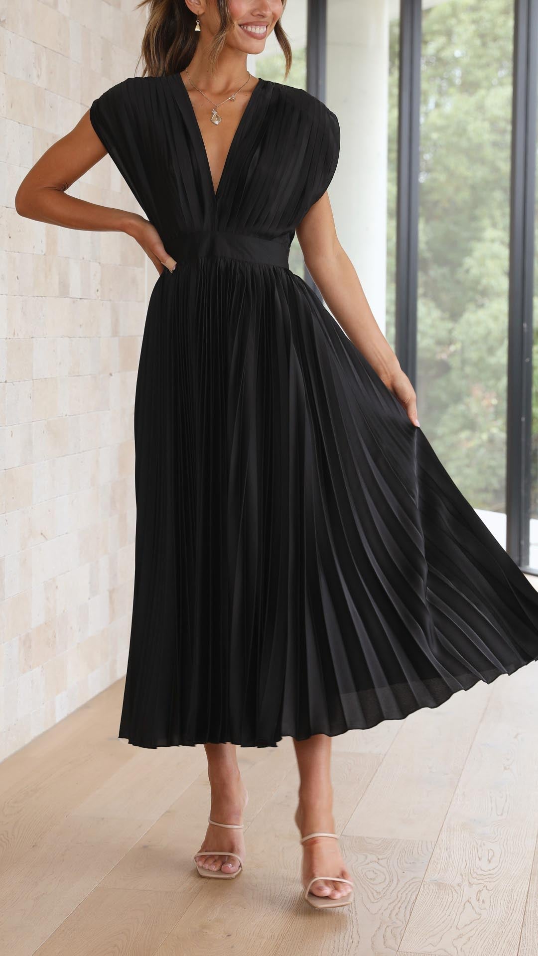 Doris | Women's V-Neck Fit & Flare Midi Dress