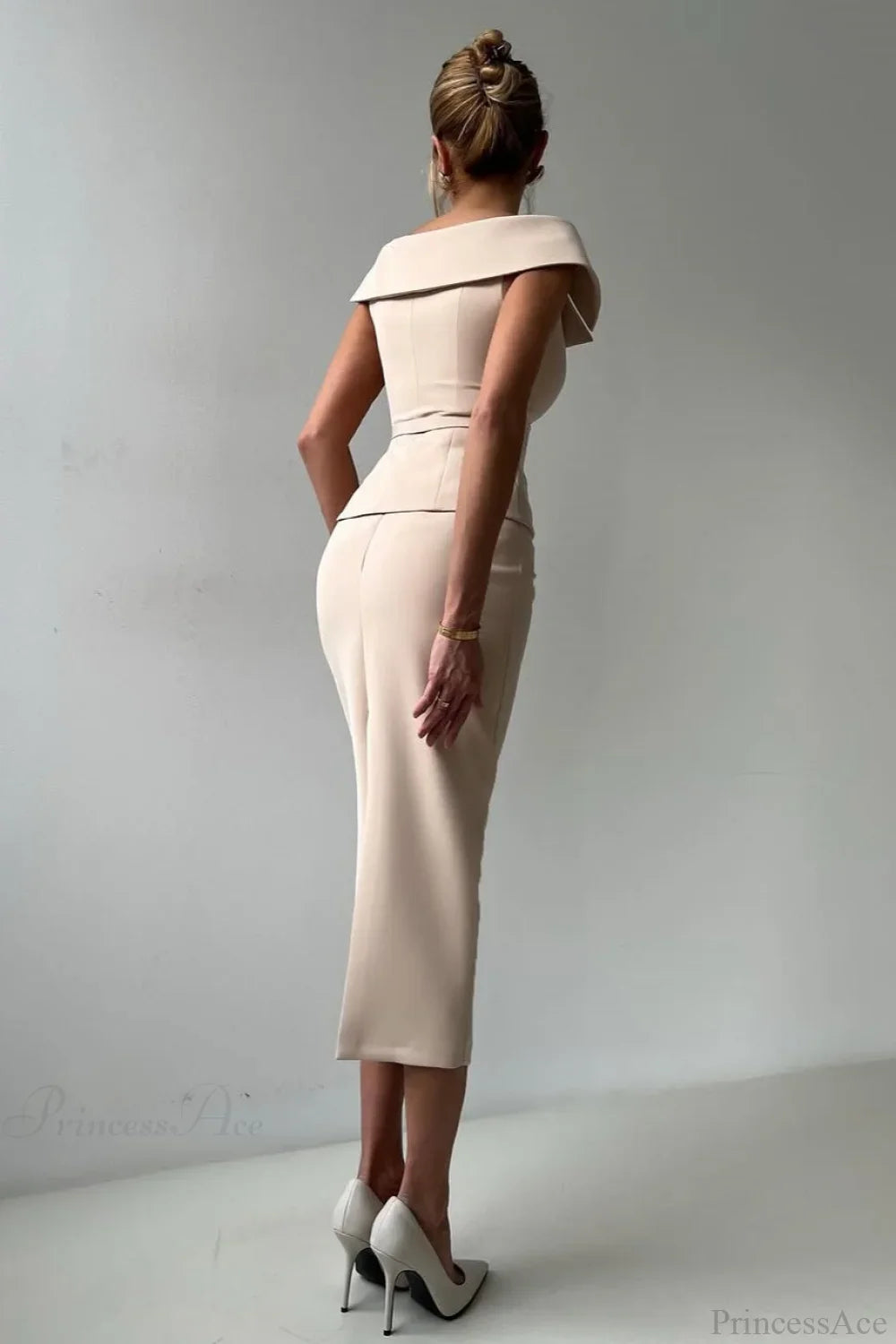 Double Breasted Tie Waist Bodycon Elegant Two Piece Set