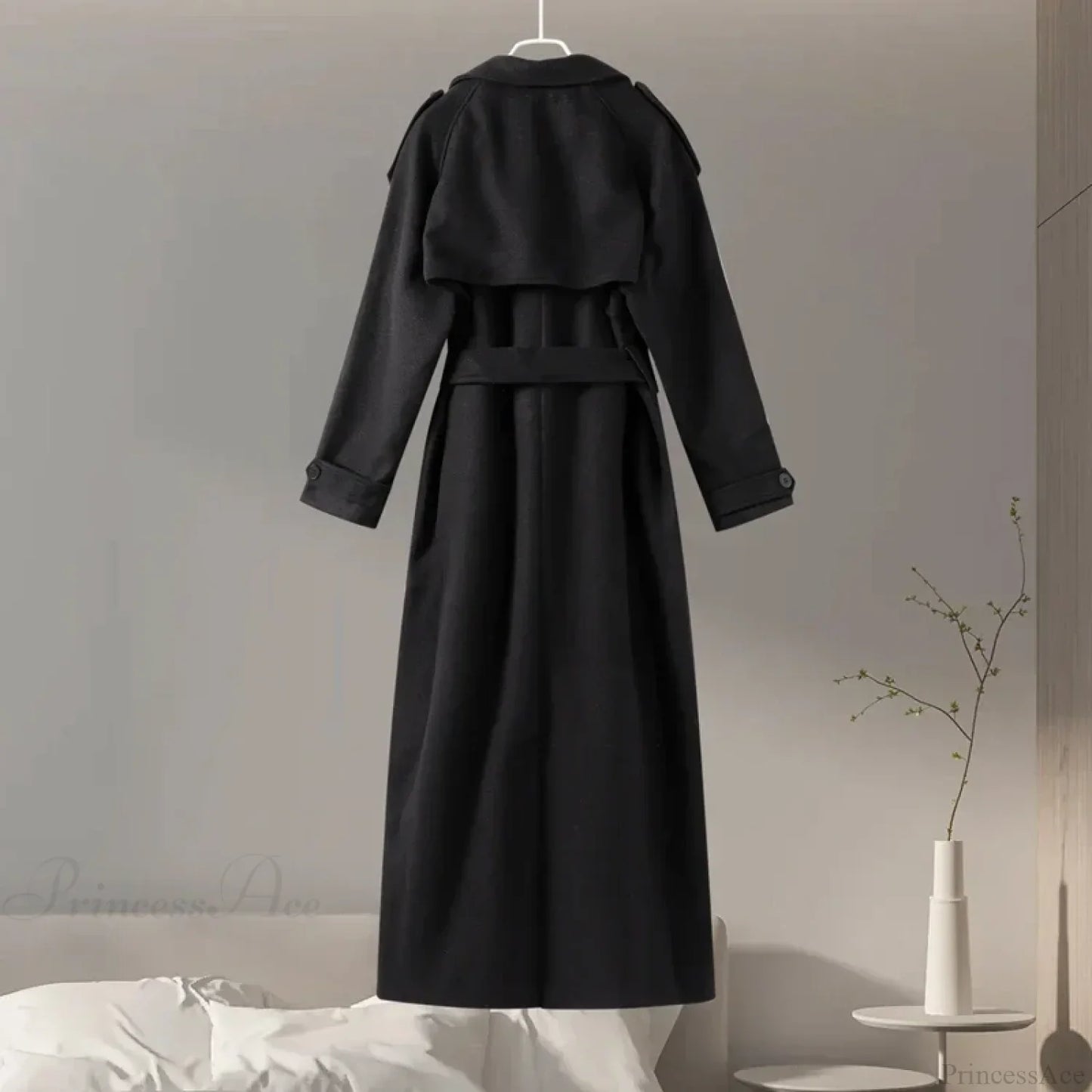 Double-Breasted Wool Belted Overcoat