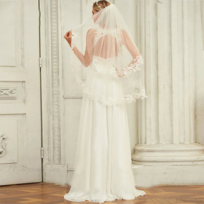 Double Strap Deep V-Neck Lace Wedding Dress