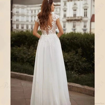 Double Strap Lace V-Neck Wedding Dress