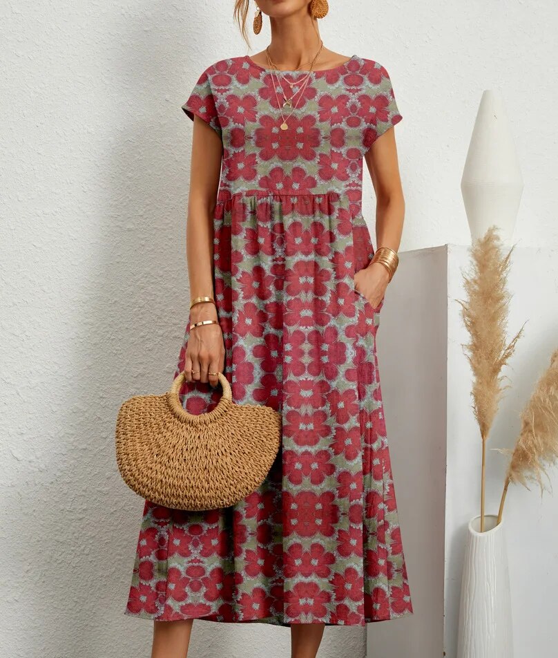 Nicole® | Long Cotton Summer Dress, Elegant And Comfortable