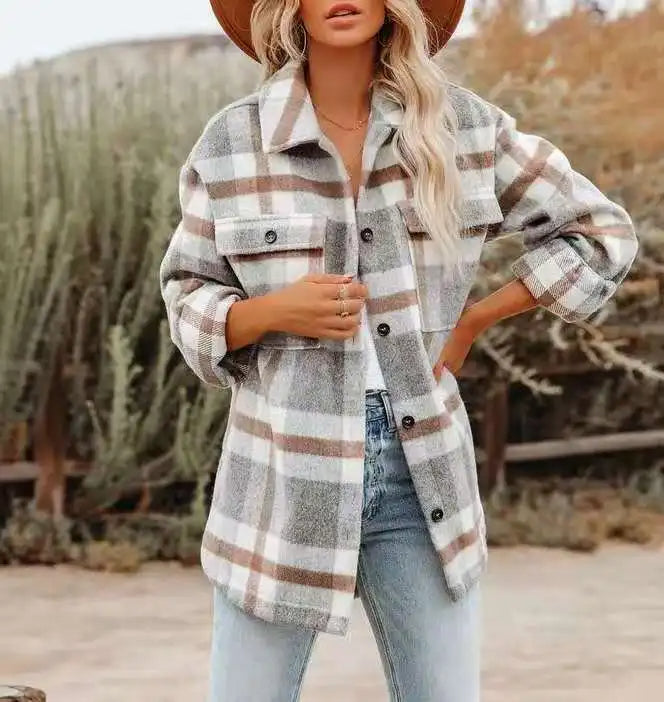 Analia® | Rustic checked women's overshirt