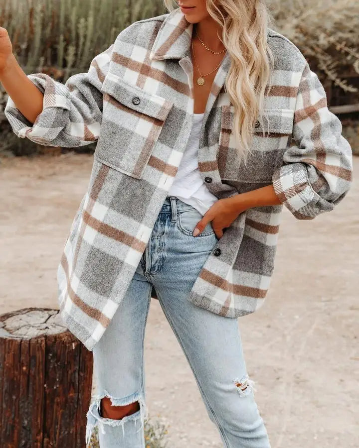 Analia® | Rustic checked women's overshirt