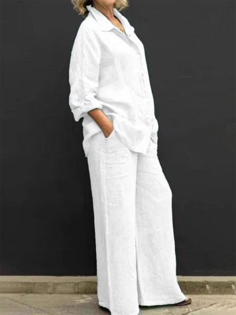 Noelia® | Casual Linen Blouse And Pants Set