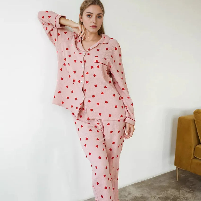 Coralia® | Women's heart-print pajama set