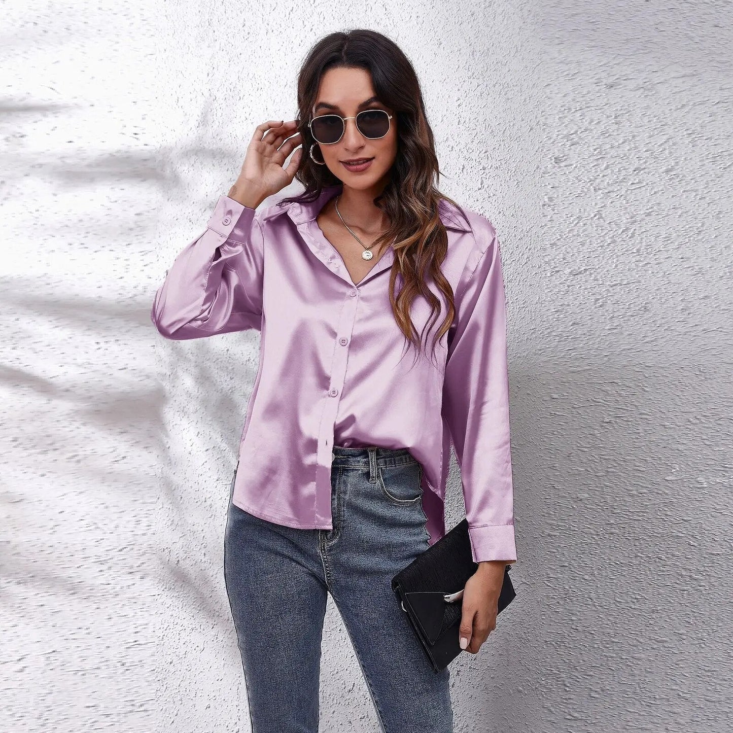 Soraya® | Satin Shirt Silk Top