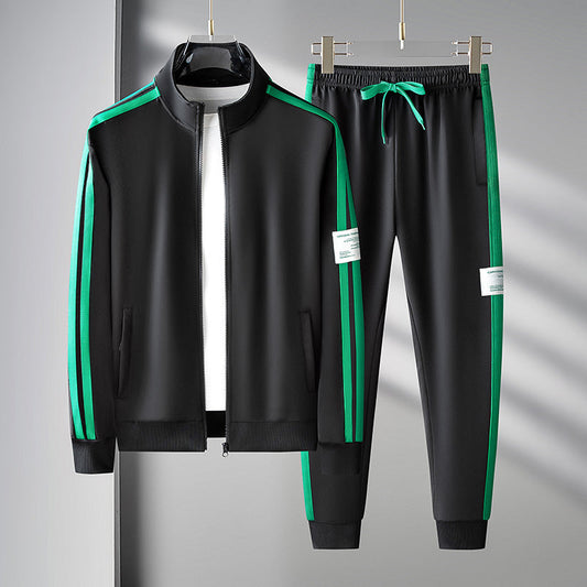 Men's Zip Up Tracksuit Two-piece with Stripe Jacket and Jogger Pants Set