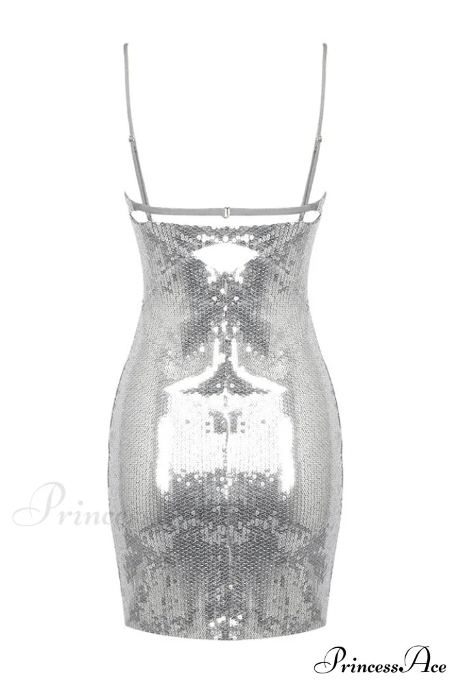 Draped Bra Mini Dress Graceful With Double Metal Ring