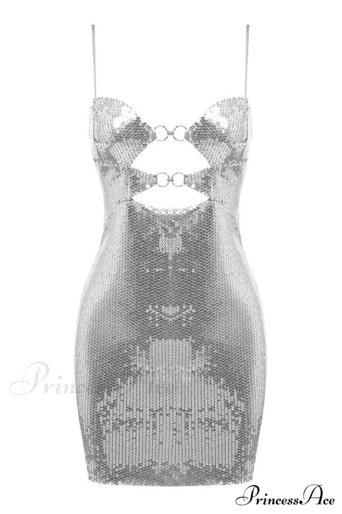 Draped Bra Mini Dress Graceful With Double Metal Ring