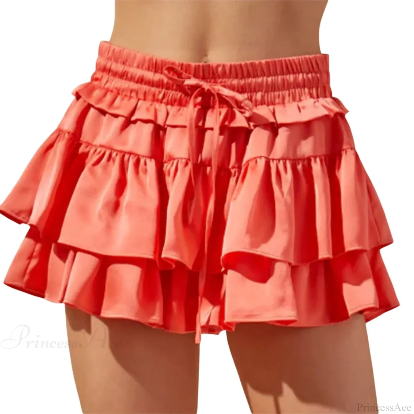 Drawstring Layered Ruffles Skirt