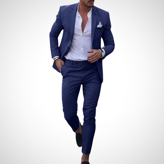 Men’s 2-Piece Suit Set With Single-Breasted Blazer and Slim-Fit Trousers