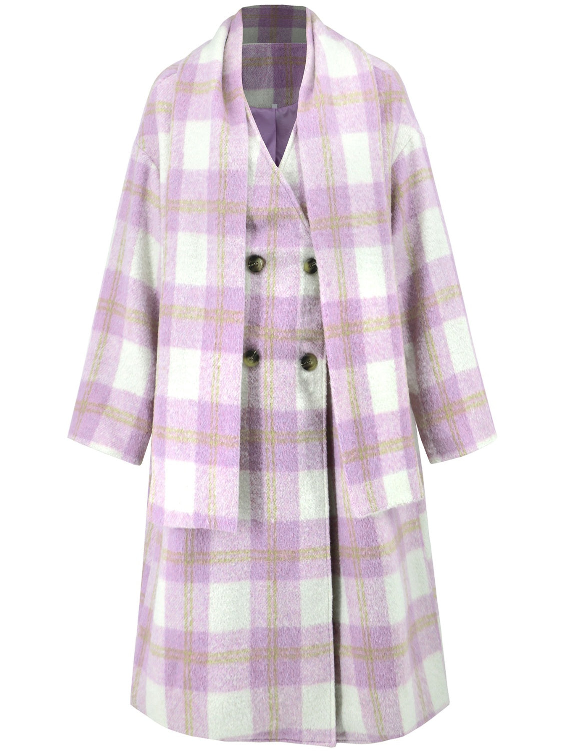 Rubí | Checked long sleeve button down coat