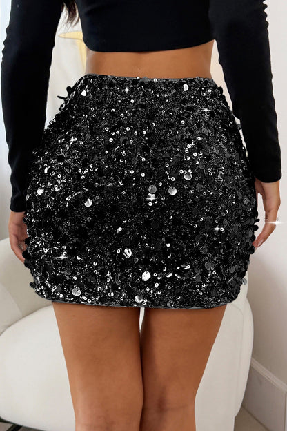 Sequins Hem Bodycon Mini Skirt