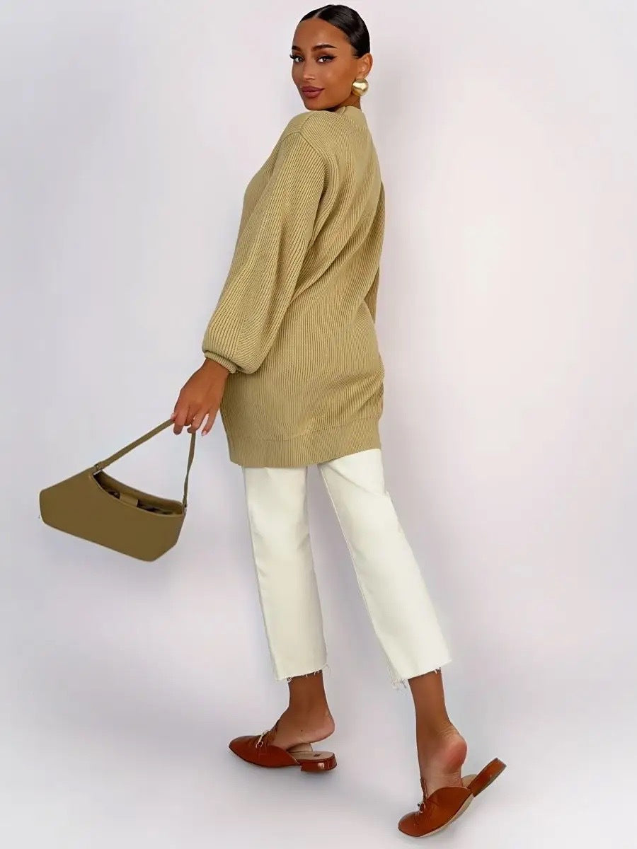 Solid Loose Knit Cardigan