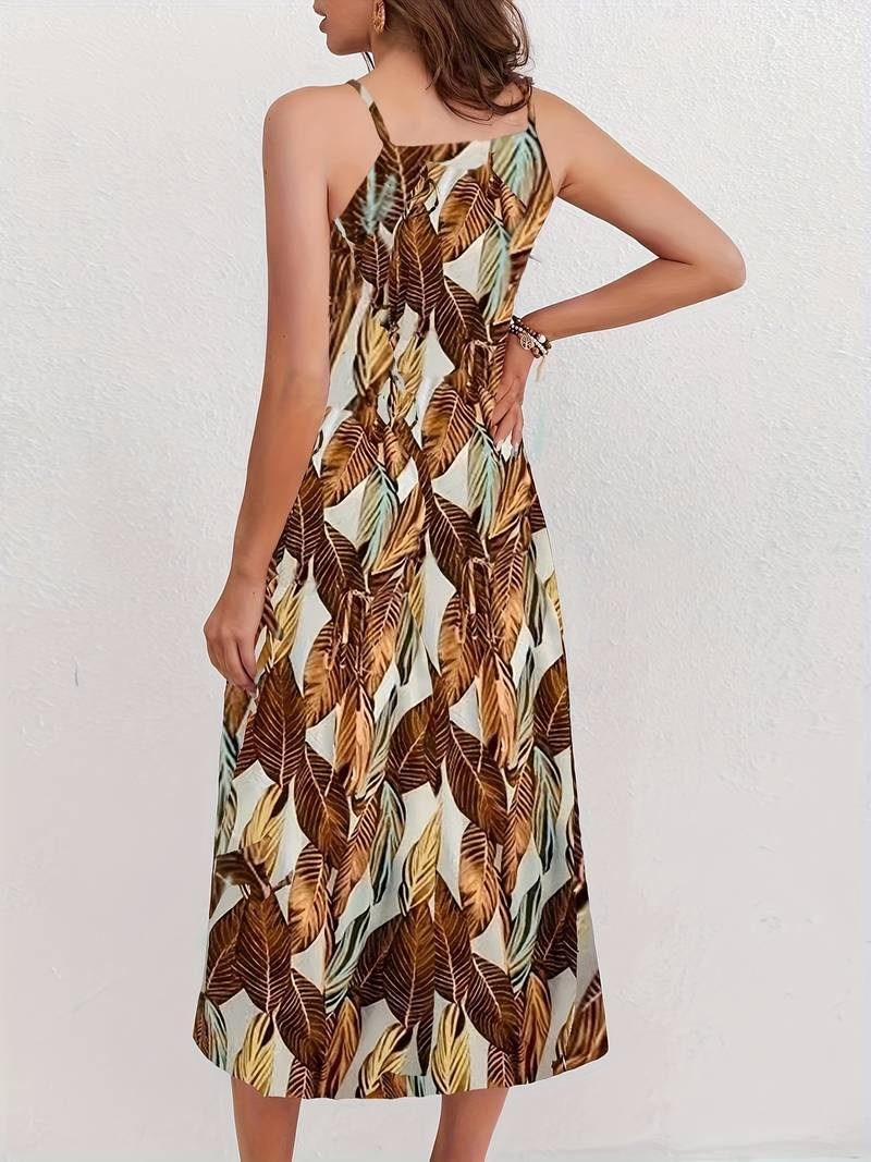 Jocelyn® | Halterneck Beach Dress With Leaf Pattern