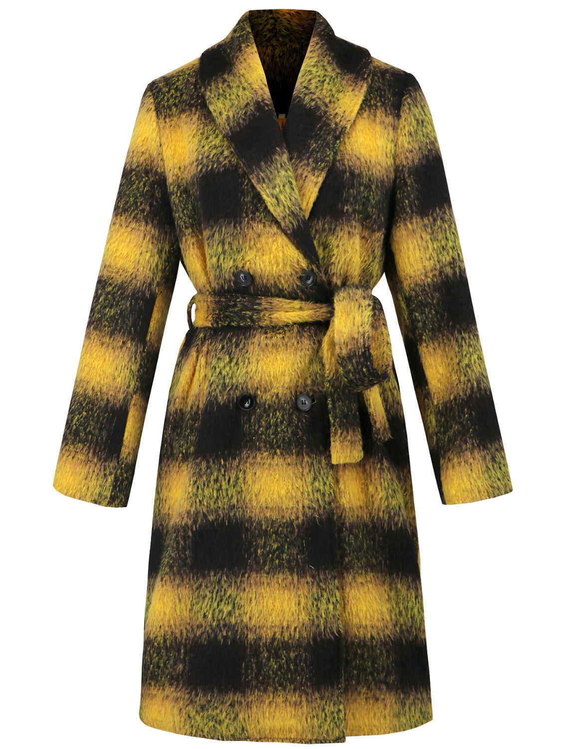Rosario | Checked, long-sleeved coat with a tie waist