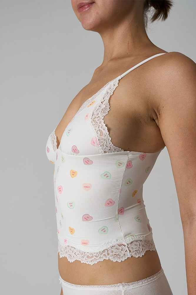 Lace Trim Floral V Neck Sexy Cami Top