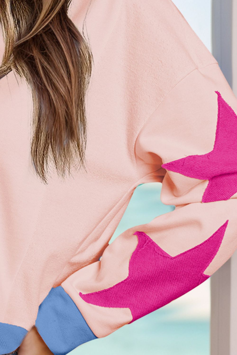 Annelies | Long sleeve sweatshirt with star contrast crew neck