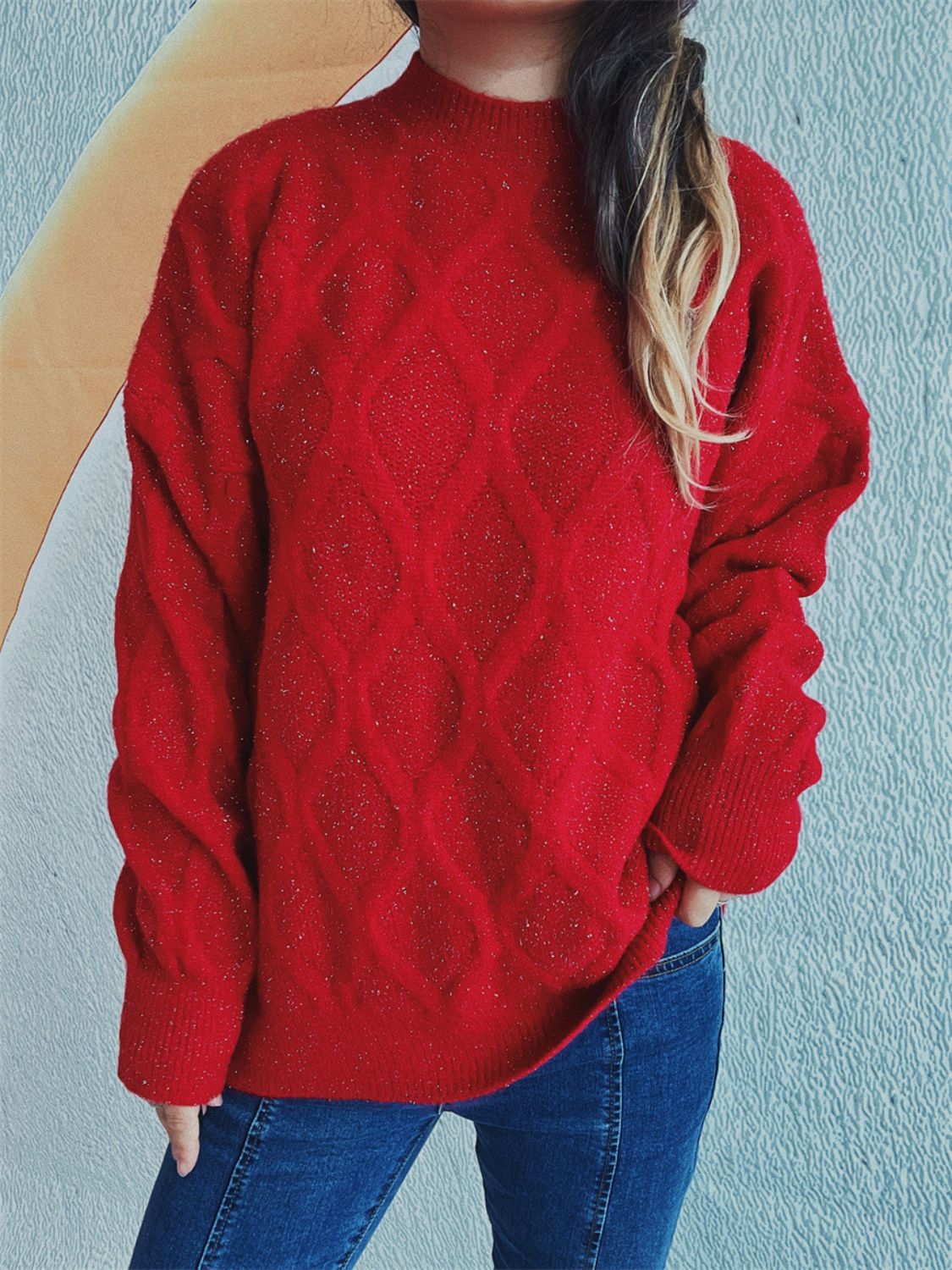 Laura | Diamond sweater with a crew neck and long sleeves