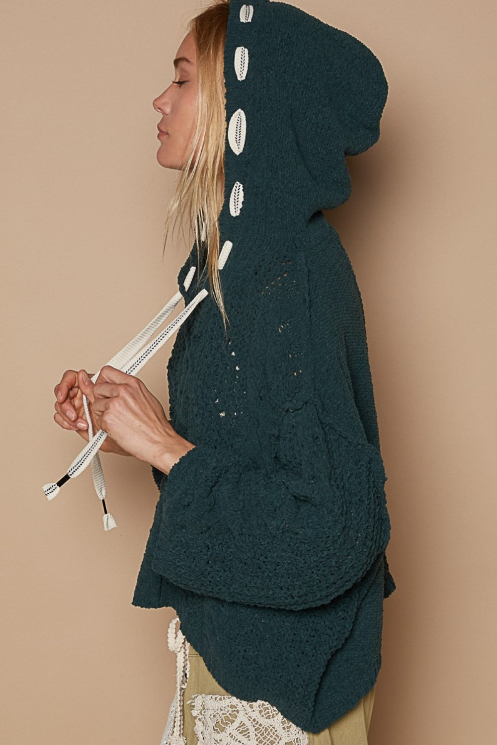Maite | Chenille cable knit sweater with hood