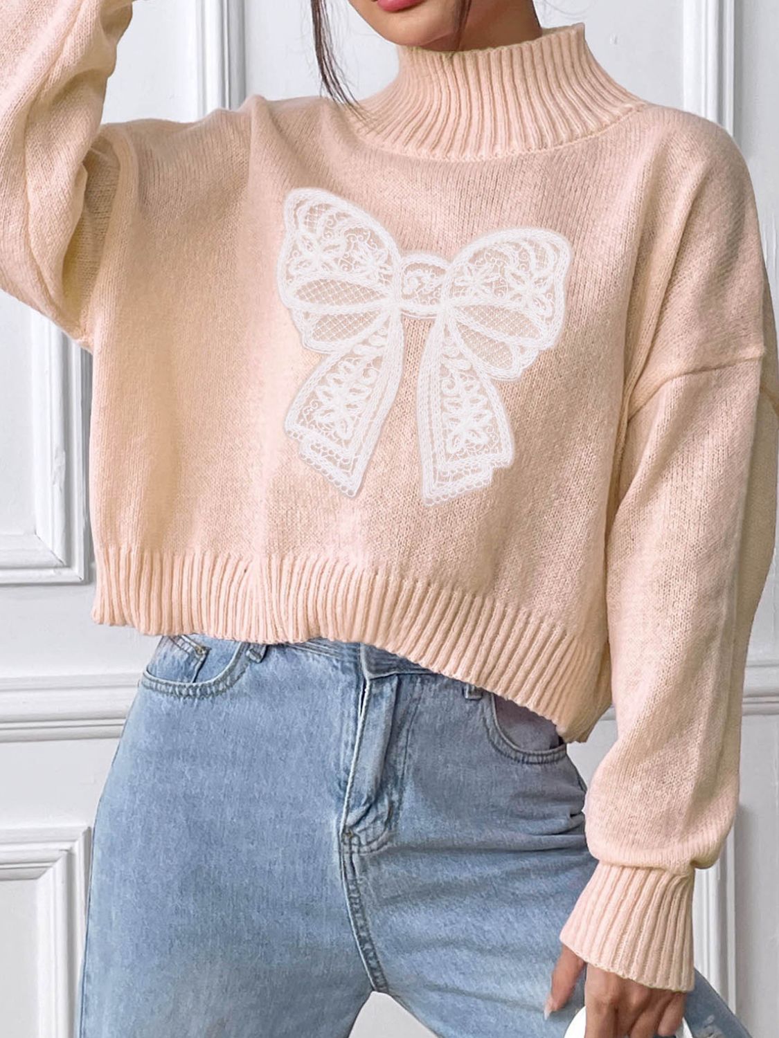 Rita | Turtleneck sweater with bow and long sleeves