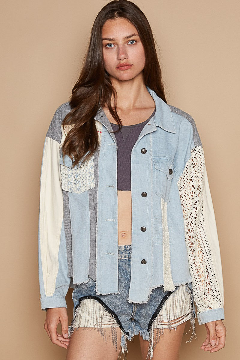 Úrsula | POL shaket crochet embroidery with raw hem and chest pockets