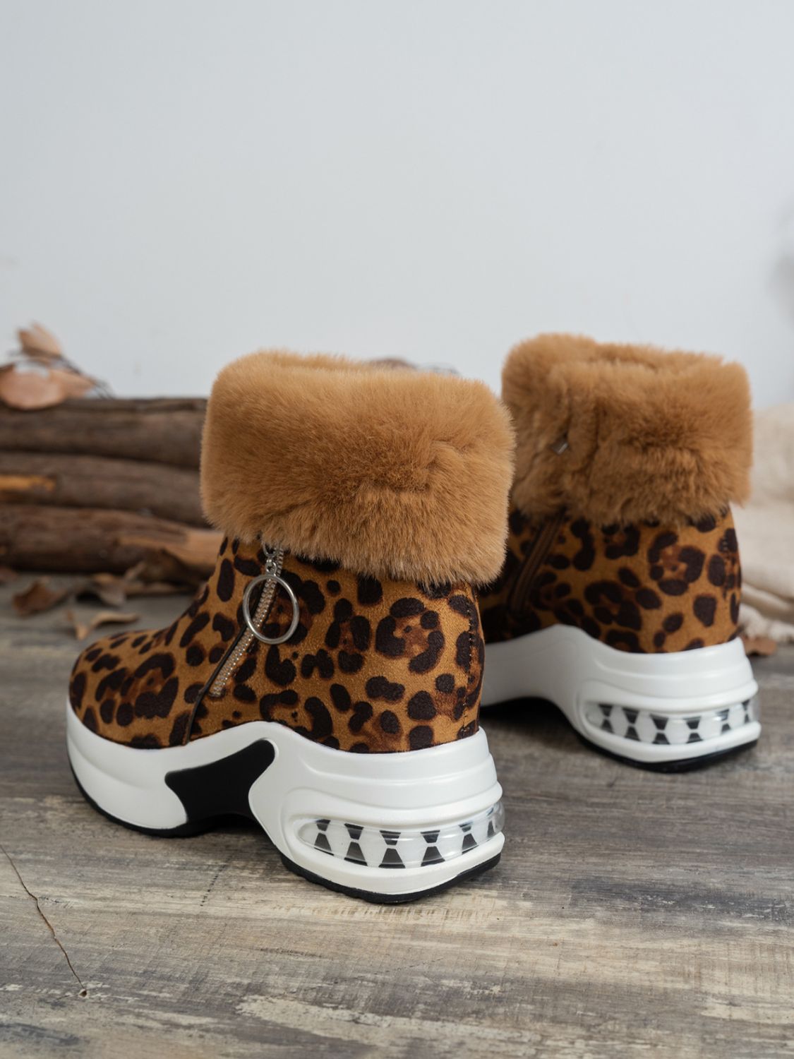 Zara | Leopard platform boots with side zip