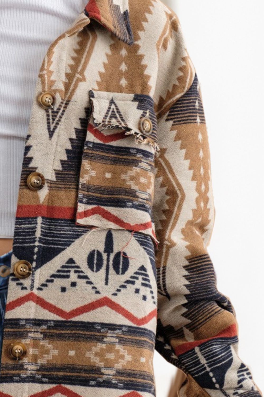 Lea | Geometric long sleeve button down jacket
