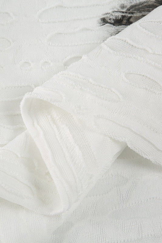 Gothic Dark Print Ripped Slim T-shirt