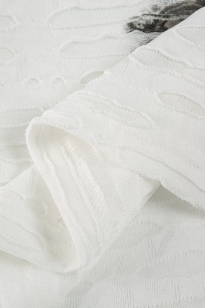 Gothic Dark Print Ripped Slim T-shirt