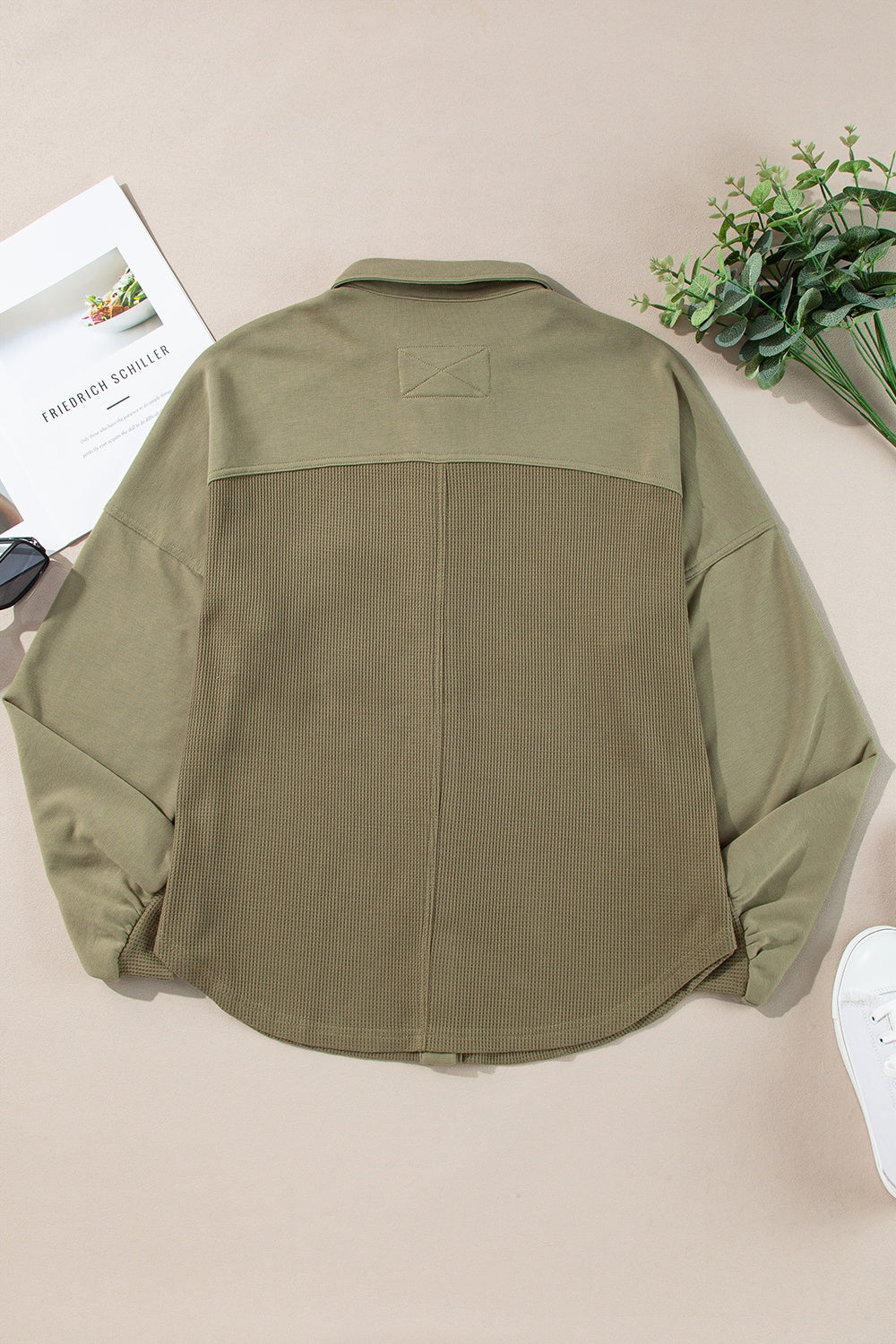 Renee | Waffle knit long sleeve jacket with collar