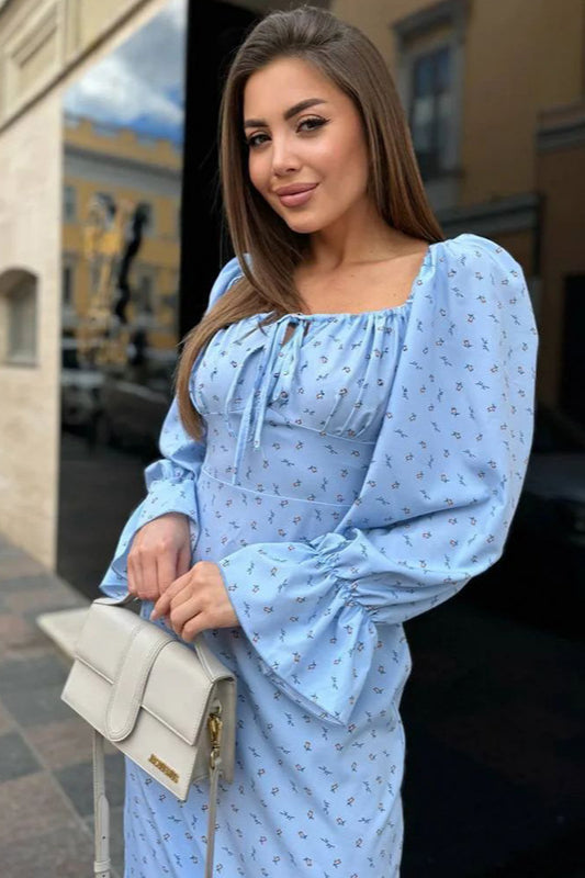 Floral Print Long Sleeve Bodycon Maxi Dress