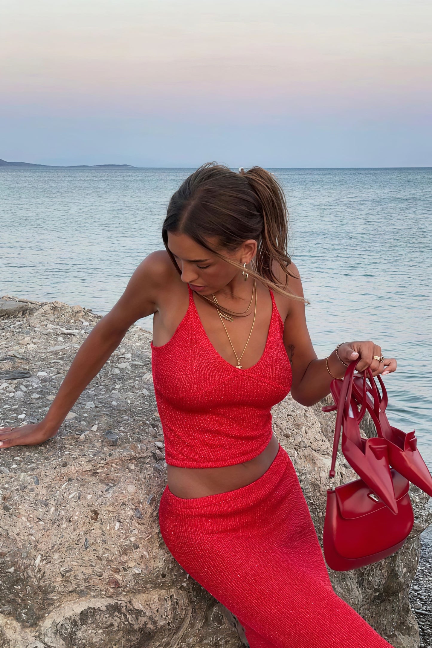 Sexy Off Shoulder Cami Maxi Skirt Set