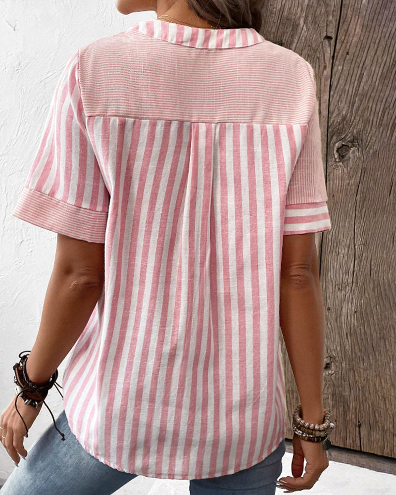 Paulette® | Striped Cotton-Polyester Blouse Shirt