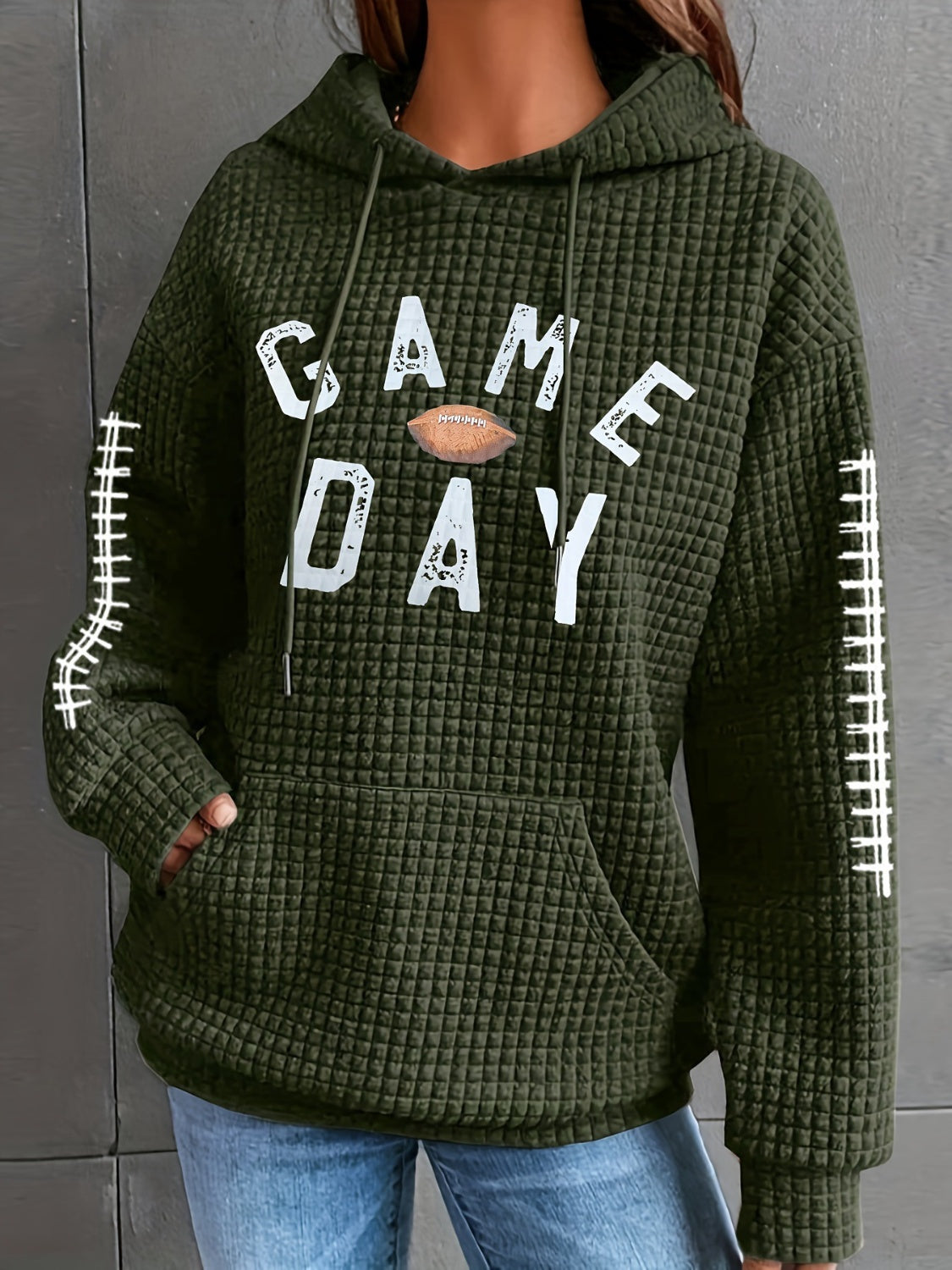 Geraldine | Drawstring football hoodie with long sleeves