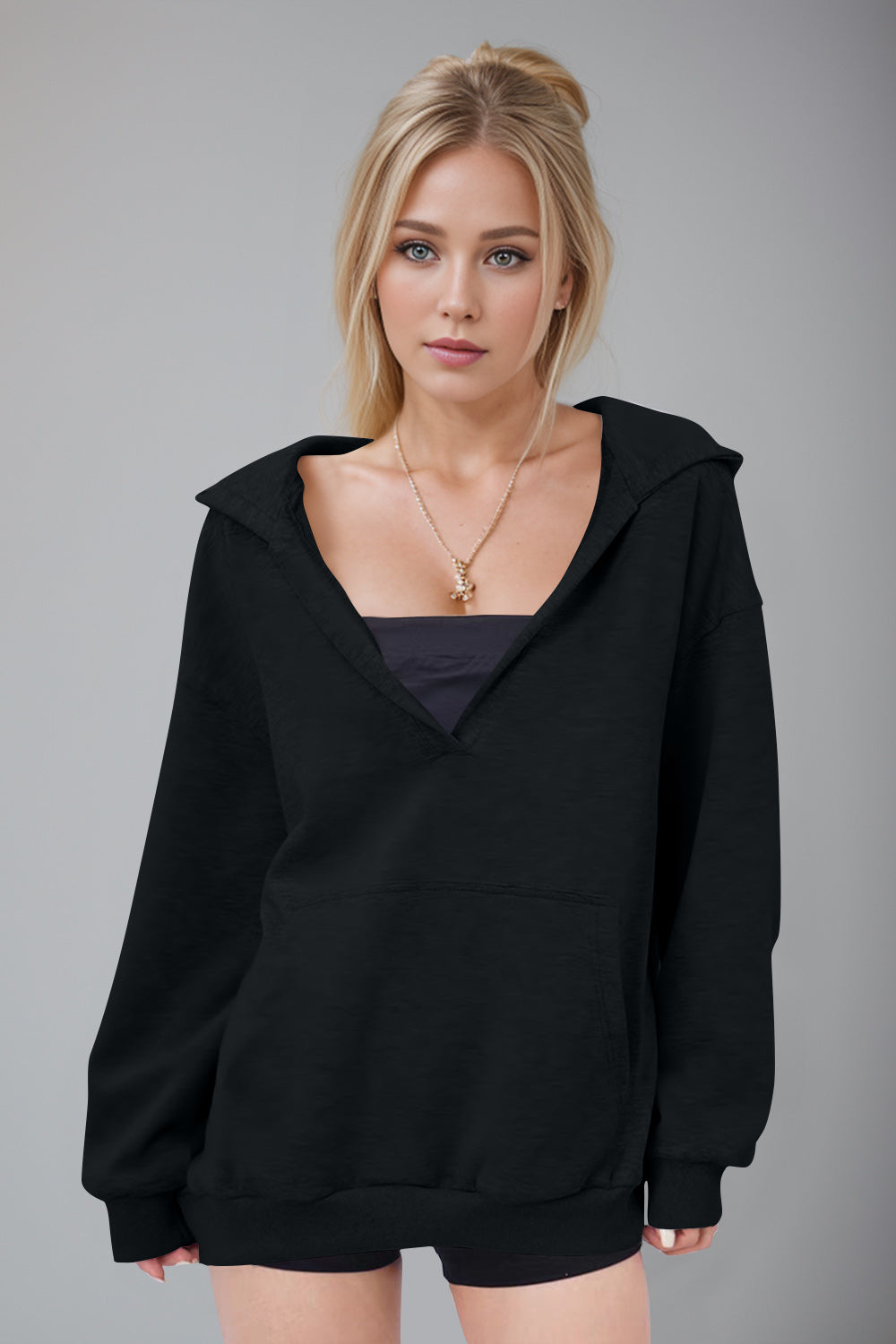 Bernadette | Basic Bae Air Scuba long sleeve hoodie with kangaroo pocket