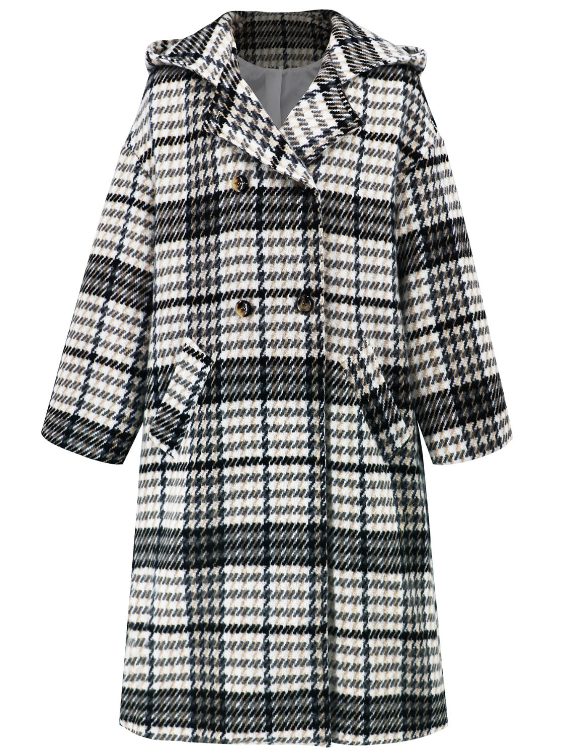 Abigail | Checked double breasted long sleeve coat