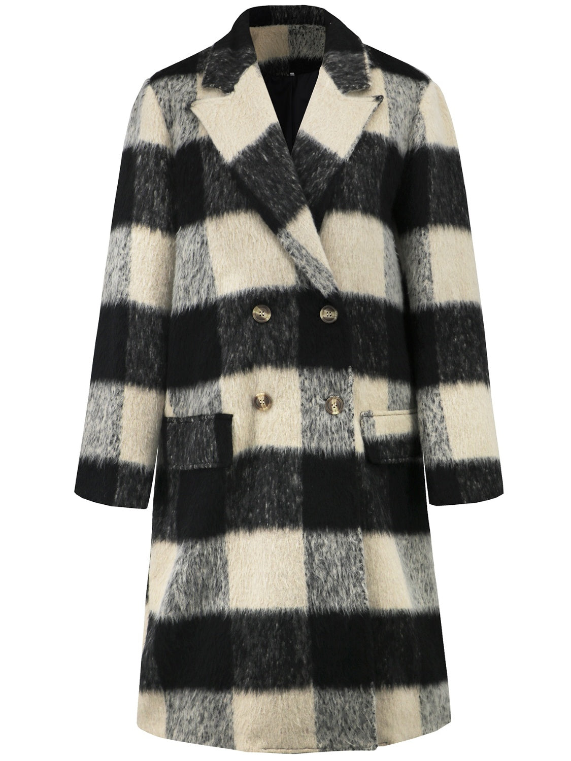 Ramona | Checked double-breasted coat with long sleeves