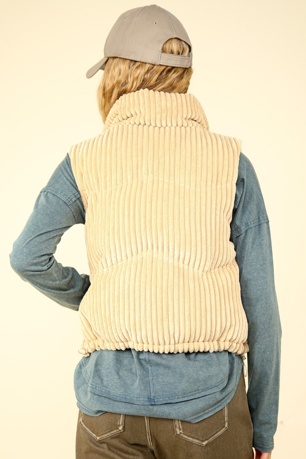 Lucie | Padded corduroy puffer vest with zipper