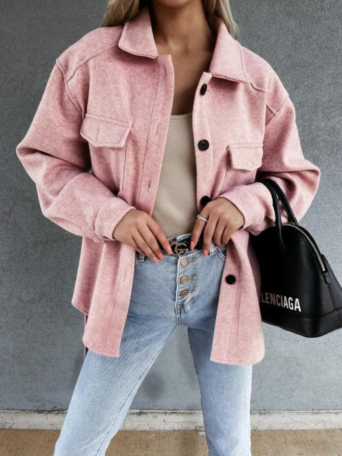 Olivia | Collared neck jacket with tied pockets and collar
