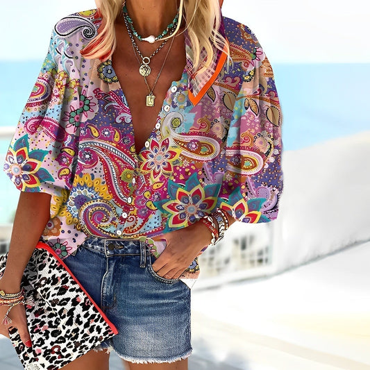 Gina® | Airy Blouse For Women In A Bohemian Print Style