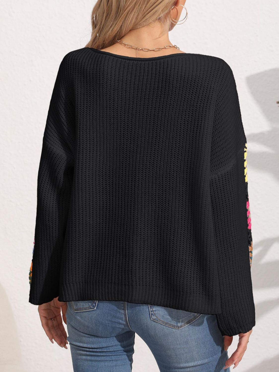 Elsa | Crochet floral long sleeve sweater